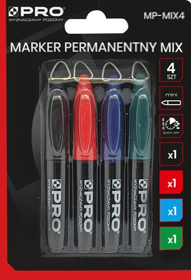 MARKER PERMANENTNY MIX BLISTER 4 SZTUKI MP-MIX4