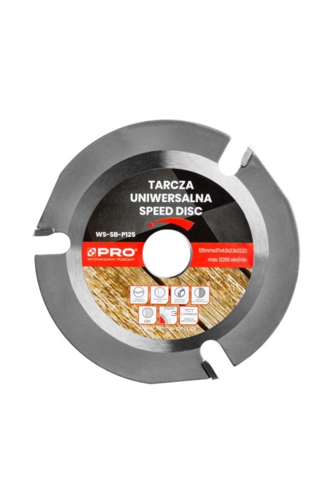 TARCZA UNIWERSALNA "SPEED DISC" Z FUNKCJĄ STRUGA 3T, 125x3.8x22.23 WT-SB-P125