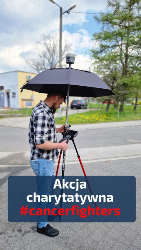 Parasol geodezyjny na tyczkę z gwintem 5/8" przeciwdeszczowy i przeciwsłoneczny